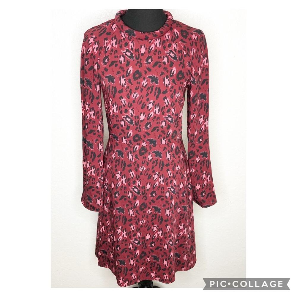 & Other Stories maroon black pink animal print open back dress size 8 NWT